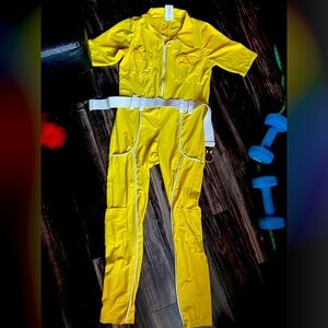 SOLD- Yellow fitted Jumpsuit with belt